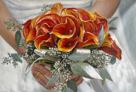 Die Magie Ihres Hochzeitsstraußes einfangen durch individuelle handgemalte Gemälde